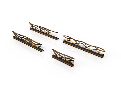 Set of Four Ornate Metal Hair Clips With Intricate Design For Daily Styling 3d model