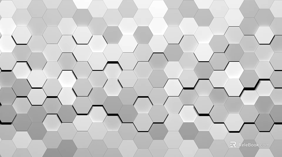 Gray And White Hexagon Patterned Background Wall Design For Modern Interior Spaces 3d model