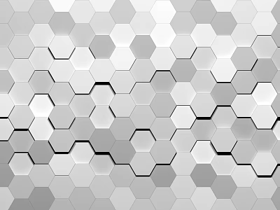 Gray And White Hexagon Patterned Background Wall Design For Modern Interior Spaces 3d model