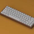 Desktop Computer Mechanical Keyboard With Wooden Base And White Keycaps Standard Layout Design