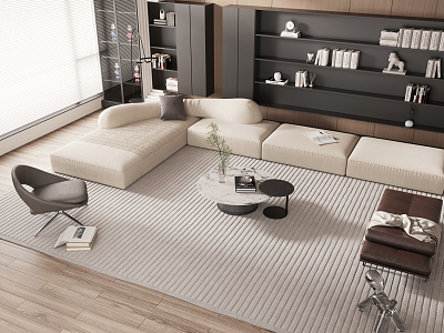 Modern Minotti Sofa Coffee Table Combination 3d model