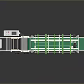 Industrial Processing Machine With Green Conveyor Belt And Multiple Workstations