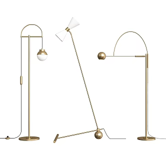 Modern Floor Lamp Floor Lamp Metallic Gold 3d model