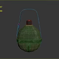 Vintage Green Metal Canteen with Carrying Handle and Black Cap as Essential Living Accessory