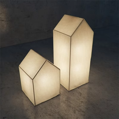 Two Modern House Shaped Floor Lamps with Paper Material and Soft Warm Light 3d model