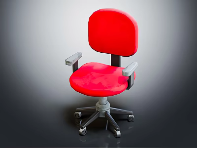 Red Office Chair With Armrests And Rolling Wheels For Comfortable Office Use 3d model