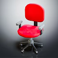 Red Office Chair With Armrests And Rolling Wheels For Comfortable Office Use 3d model