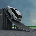 Different Road Ramps For Vehicle Testing With Safety Stripes Guide Flags And Logos
