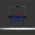 Air Hockey Table With Scoreboard Red Strikers And Playing Surface