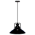 Black Modern Pendant Light With Bell Shaped Shade And Long Hanging Rod