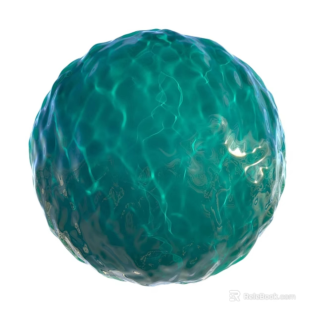 Translucent Turquoise Water Sphere With Delicate Rippled Light Caustic Texture On Solid White Background 3d model 