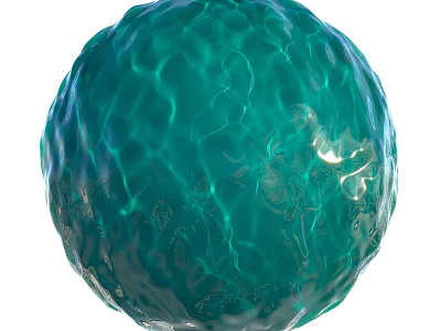 Translucent Turquoise Water Sphere With Delicate Rippled Light Caustic Texture On Solid White Background 3d model