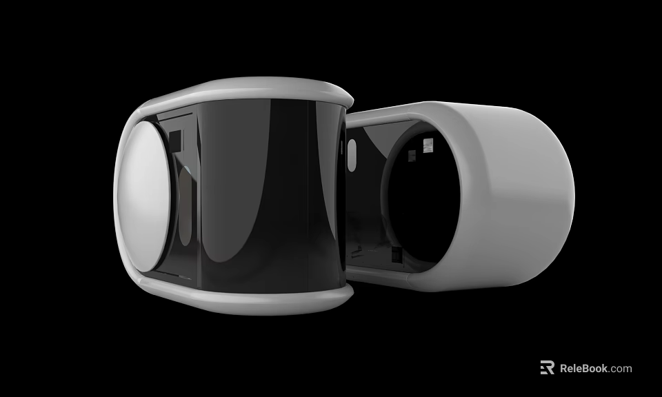 Modern White And Black Curved Electronic Device With Open Design And Sleek Surface 3d model 