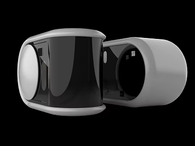 Modern White And Black Curved Electronic Device With Open Design And Sleek Surface 3d model