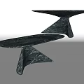 Unique Black Marble Dining Table with Irregular Pedestal Base and Distinctive Shape 3d model