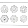 White Wall Decor With Six Circular Relief Panels And Elegant Border Design 3d model
