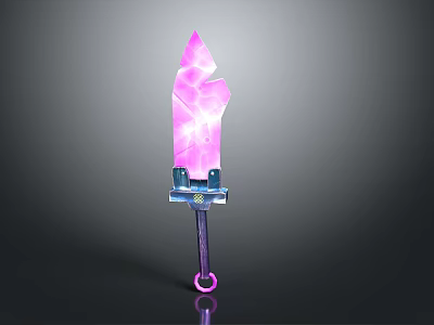 Pink Crystal Sword with Decorative Blue Purple Hilt and Transparent Blade 3d model