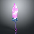 Pink Crystal Sword with Decorative Blue Purple Hilt and Transparent Blade