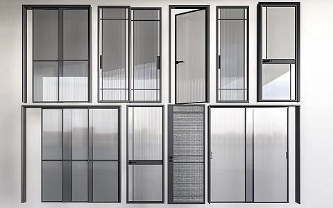 glass sliding door balcony partition door changhong glass door kitchen door 3d model