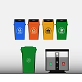Public Facilities Color Coded Trash Bins And Recycling Containers For Waste Sorting 3d model