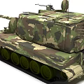 Military Camouflage Tank With Turret Gun Barrel Tracks And Armor Details