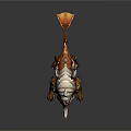 Mythical Armored Beast With White Spiked Armor And Orange Tail Details