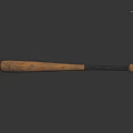 Classic Wooden Baseball Bat With Black Grip Handle On Dark Reflective Background