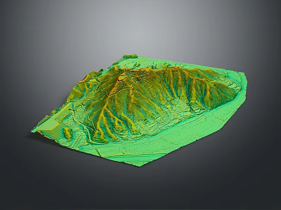 Detailed Realistic 3D Mountain Landscape Terrain Model With Green Yellow Textures 3d model