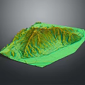 Detailed Realistic 3D Mountain Landscape Terrain Model With Green Yellow Textures