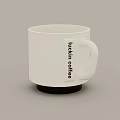 White Ribbed Coffee Mug With Lockin Coffee Label And Black Base
