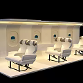 Modern Airplane Cabin Interior With White Comfortable Seats And Windows Arranged In Row For Passengers