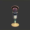 Classic Vintage Electronic Microphone With Golden Base And Metallic Finish