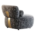 Modern Rounded Single Sofa With Gray Textured Knit Fabric And Comfortable Design 3d model
