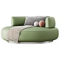 Modern Soft Round Velvet Leisure Chair With Decorative Pillows And Striped Throw Blanket Multiple Colors