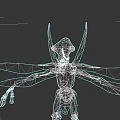 Mysterious Insect Like Fantasy Game Character With Large Wings Elongated Body And Decorative Patterns