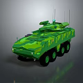 Tactical Green Camouflage Military Vehicle With Six Wheeled Structure And Roof Antenna