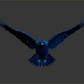 Blue Eagle With Spread Wings 3D Artistic Model On Gray Background Showing Reflection