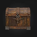 Rustic Vintage Wooden Chest With Metal Hardware Rivets And Decorative Lock