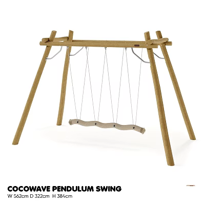 Outdoor Garden Swing With Wooden Frame And Comfortable Hanging Seat 3d model