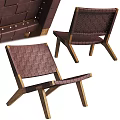 Woven Leather Lounge Chair with Wooden Frame and Modern Stylish Design Elements