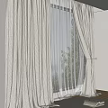 Textured Beige Curtains With Sheer Layers Allowing Natural Light Through Window In Modern Home