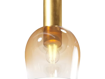 Modern Gold Ceiling Light With Amber Glass Shade And Elegant Design 3d model