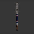 Axe Tool With Wooden Handle Metal Head Pink Blue Straps And Hanging Loop
