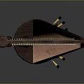 Elegant Wooden Harp With Golden Strings And Decorative Wooden Frame Base