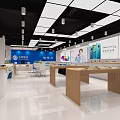 Modern Digital Store Interior With Smartphones Display Wooden Counters And Bright Lighting