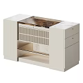 Modern Storage Cabinet With Drawers Shelves And Organized Accessories Towel Box Glasses Scarves