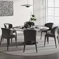 Modern Dining Table and Chair Combination Round Six 3d model