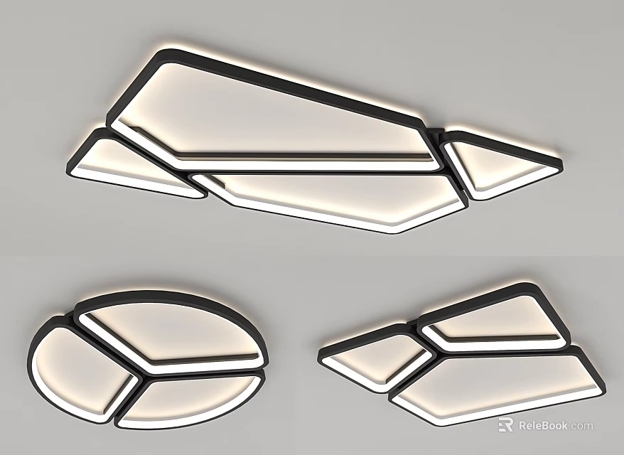 Modern Geometric LED Ceiling Lights With Sleek Design And Various Shapes 3d model
