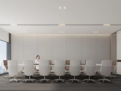 Modern Conference Room Interior Design With Large Meeting Table And Comfortable Chairs 3d model