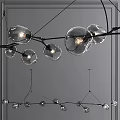 Modern Minimalist Chandelier With Transparent Spherical Bulbs And Black Metal Wires